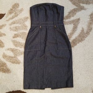 Brand New w/tags Denim Strapless Fitted Dress